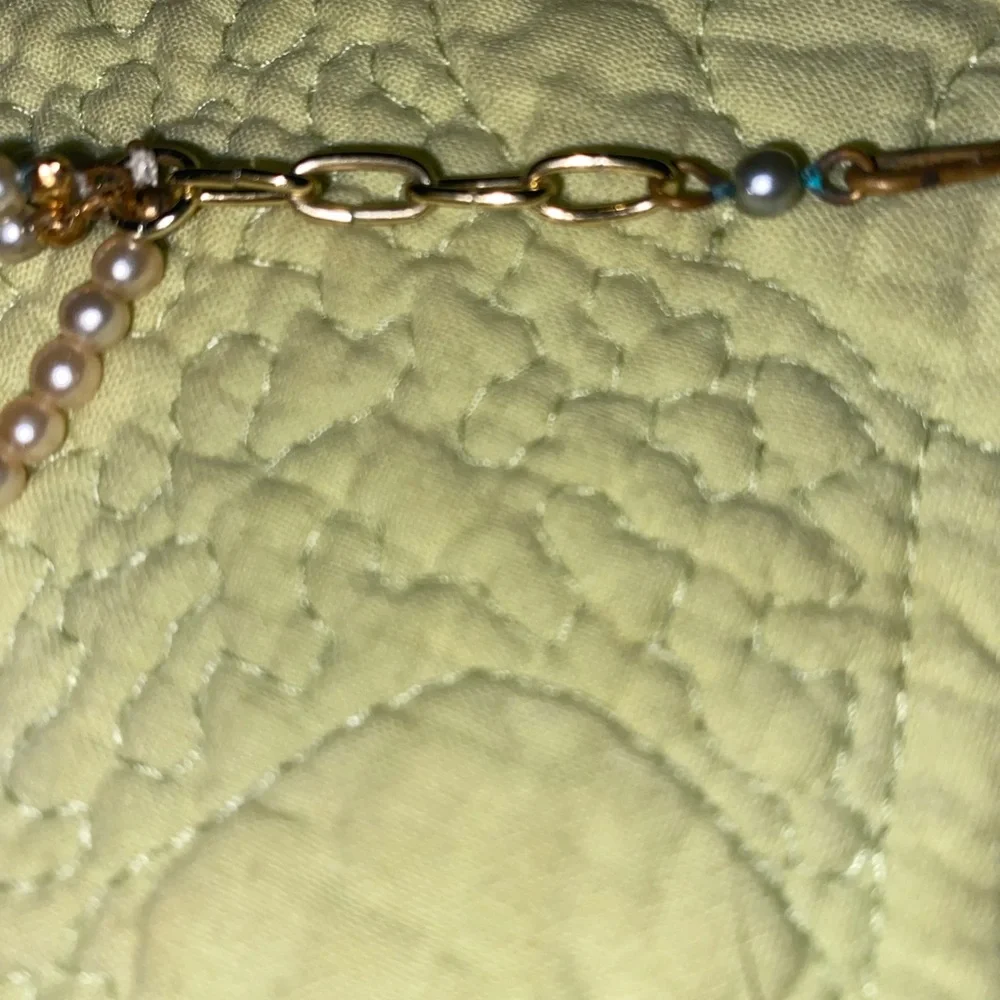 Vintage style gold-tone faux Pearl choker necklace.  17” - Picture 2 of 3